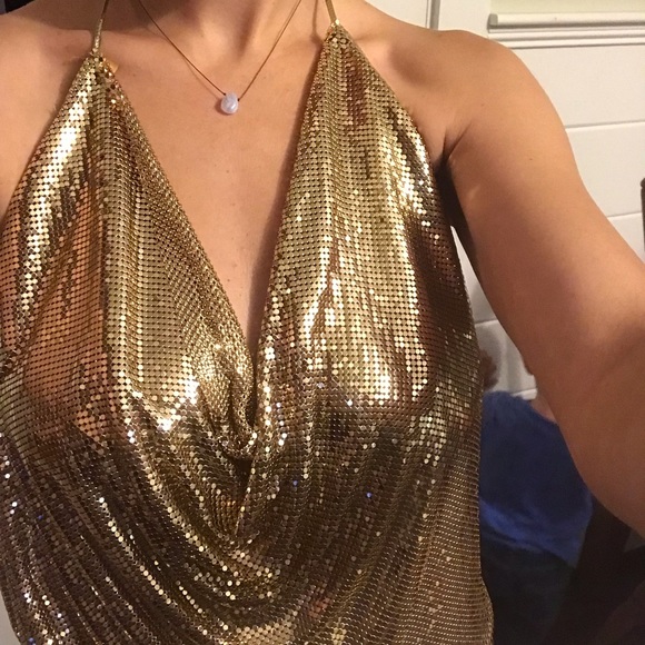 Anthony Ferrara Whiting &Davis Gold Mesh Halter - Picture 3 of 8